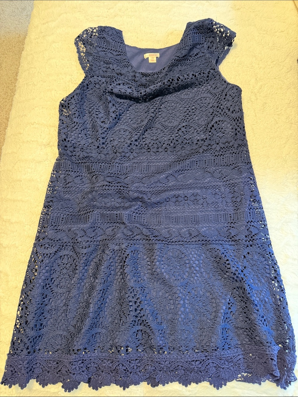Xhilaration Navy Crochet Lace Cap-Sleeve Dress